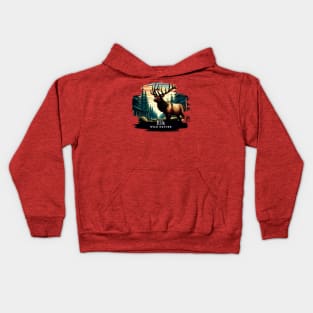 Elk - WILD NATURE - ELK -8 Kids Hoodie